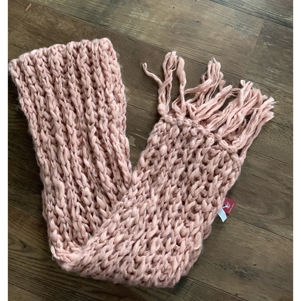 Merona Hand Knit Scarf Chunky Knit Pink Soft One Size Winter Accessory